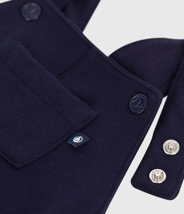 Langbeinige Baby-Latzhose aus einfarbiger Baumwolle blau