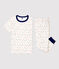 Kurzärmeliger Kinderpyjama aus Bio-Baumwolle mit mehrfarbigem Buchstaben-Print für Jungen weiss MARSHMALLOW/weiss MULTICO