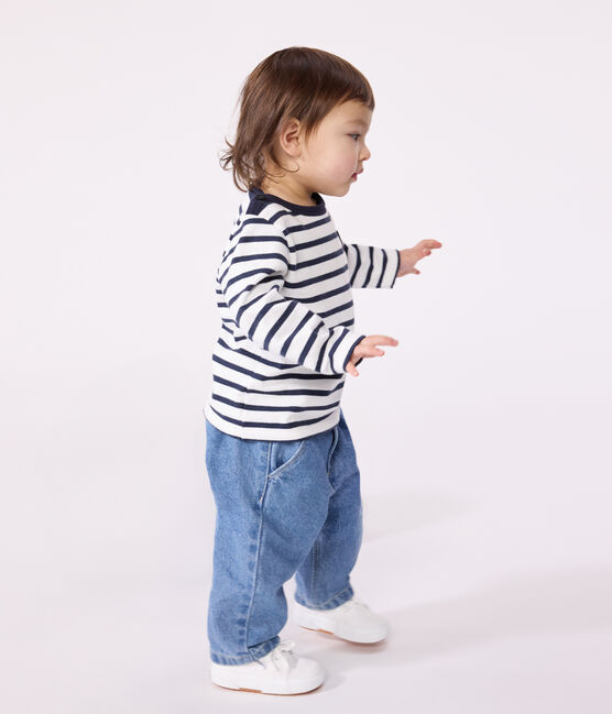 Baby-Streifenshirt aus dickem Jersey weiss MARSHMALLOW/blau SMOKING