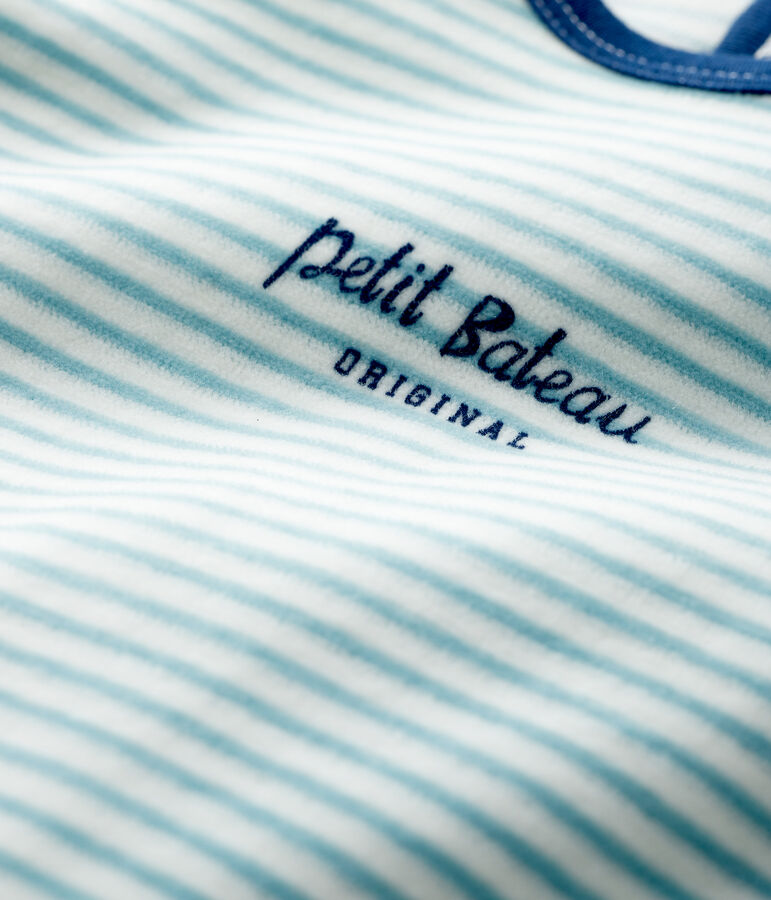 Baby-Strampler aus Nicki mit Streifen weiss MARSHMALLOW/ BRUME