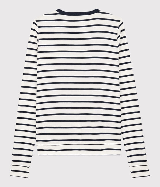 Cardigan aus Baumwolle mit Streifen für Damen weiss MARSHMALLOW/blau SMOKING