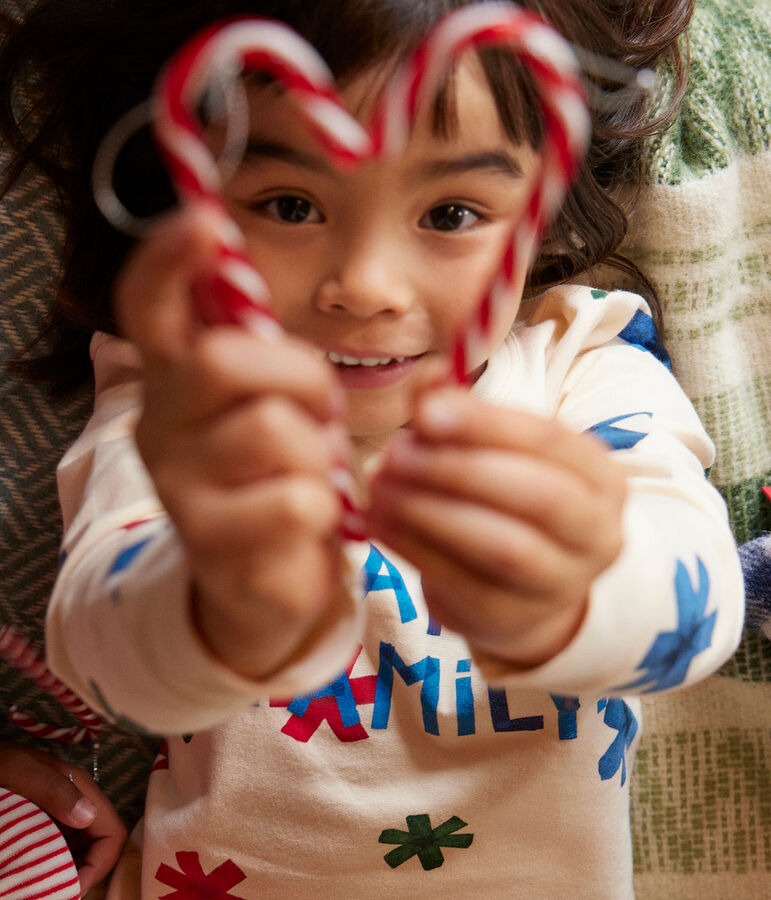 Kinderpyjama aus Molton mit Sternenmotiv naturfarben/vielfarbig