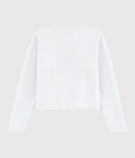 Kinder-Cardigan aus Baumwolle für Mädchen weiss MARSHMALLOW/grau ARGENT