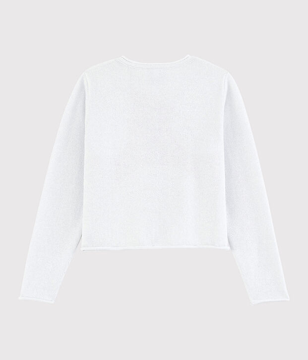 Kinder-Cardigan aus Baumwolle f&uuml;r M&auml;dchen weiss/grau
