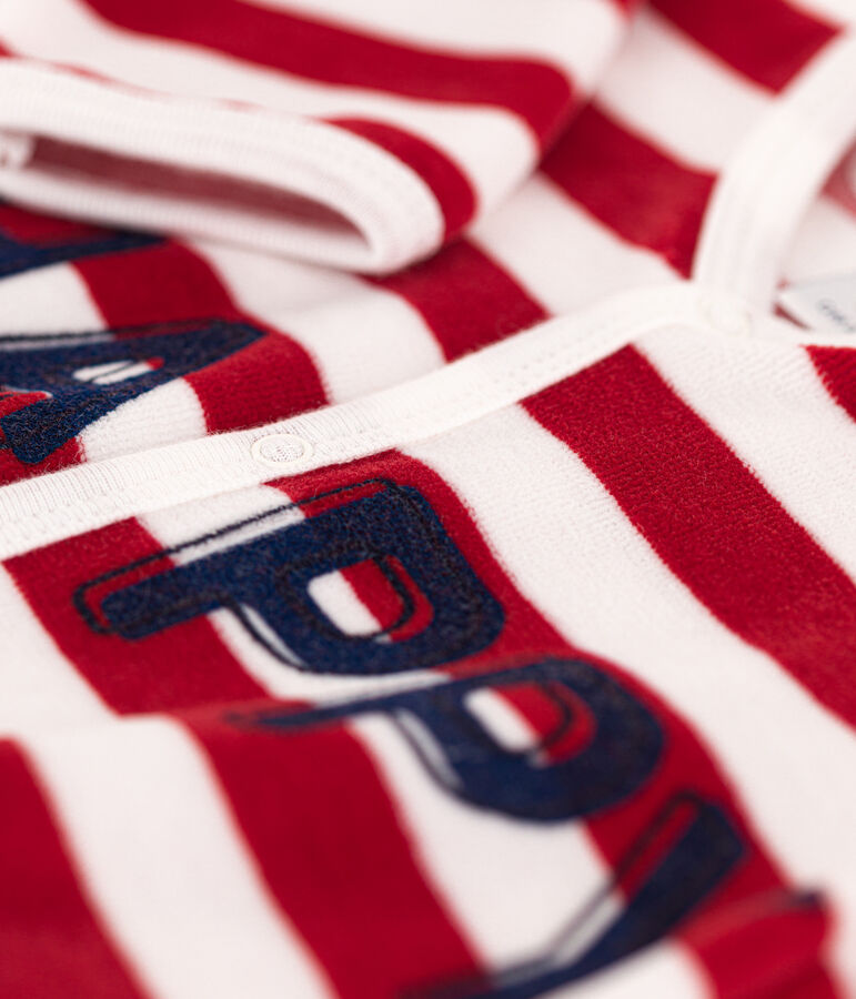 Baby-Strampler aus Nicki rot/weiss