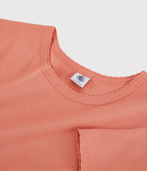 Eng anliegendes T-Shirt aus Bio-Baumwolle mit Pikotkante f&uuml;r Damen rosa
