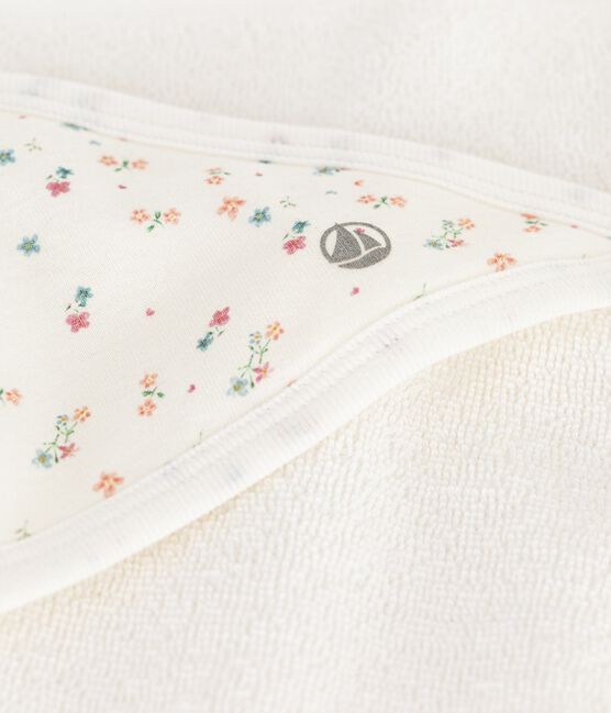 Viereckiges Baby-Badetuch aus Baumwolle weiss MARSHMALLOW/weiss MULTICO