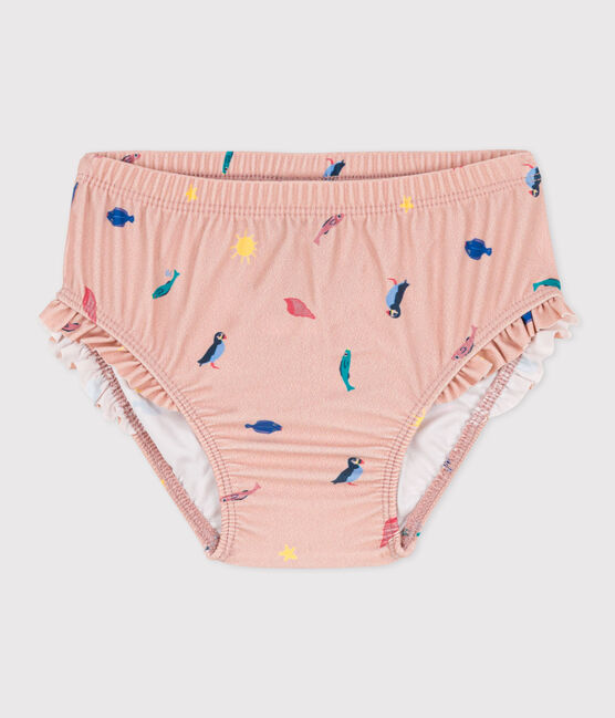 Baby-Badehose aus recyceltem Material rosa SALINE/weiss MULTICO