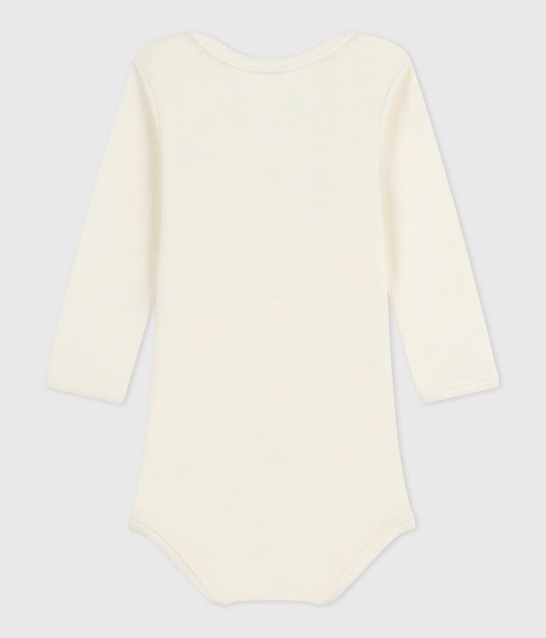 Lang&auml;rmeliger Baby-Body aus Wolle und Baumwolle beige