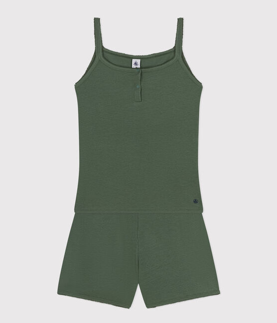 Kurzer Pyjama und unifarbenes Tanktop aus Baumwolle Damen grün CROCO