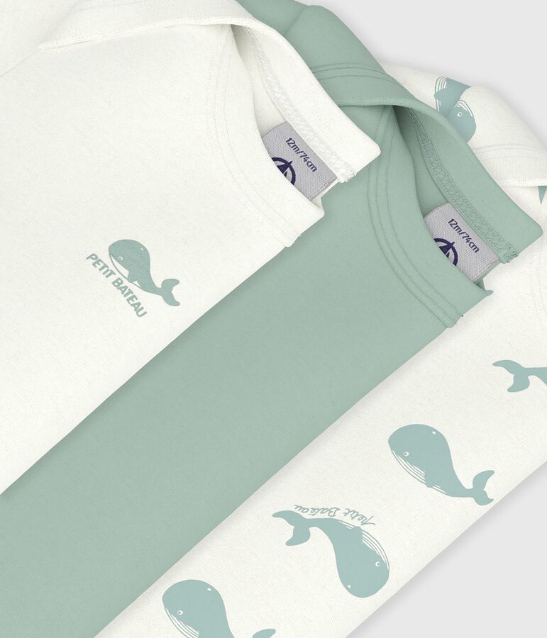 Set kurz&auml;rmeliger Baby-Bodys aus Baumwolle mit Walmotiv vielfarbig