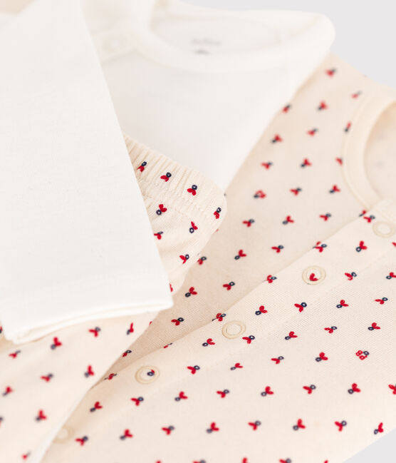 Dreiteiliges Baby-Set aus Doppeljersey mit Printgrafik weiss MARSHMALLOW/weiss MULTICO