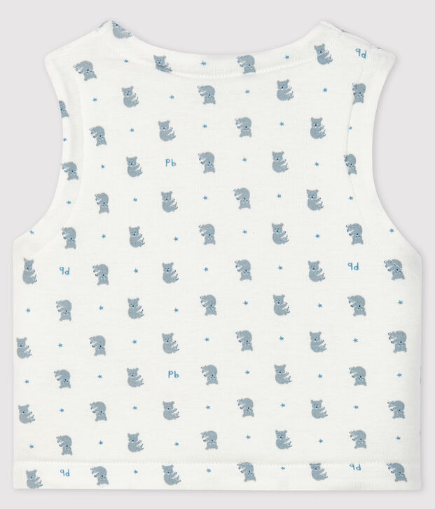 &Auml;rmellose, wattierte Babyjacke aus Bio-Baumwolle weiss/grau/vielfarbig