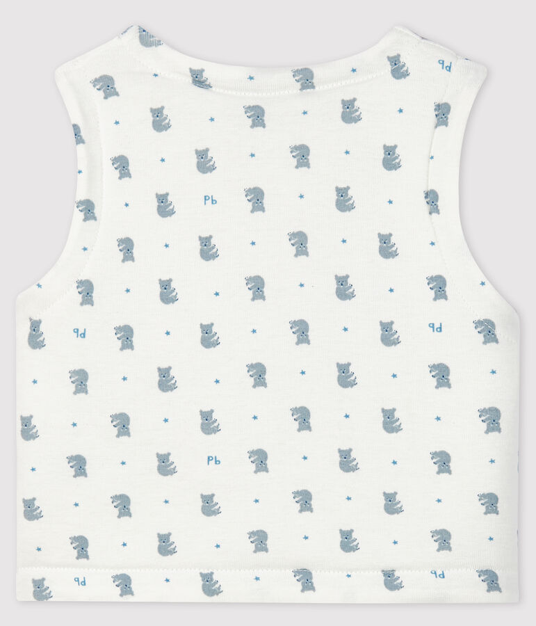 &Auml;rmellose, wattierte Babyjacke aus Bio-Baumwolle weiss/grau/vielfarbig