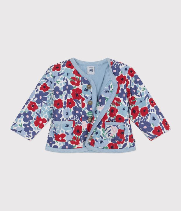Baby-Jacke aus gesteppter Baumwolle mit Blumenmuster weiss/vielfarbig