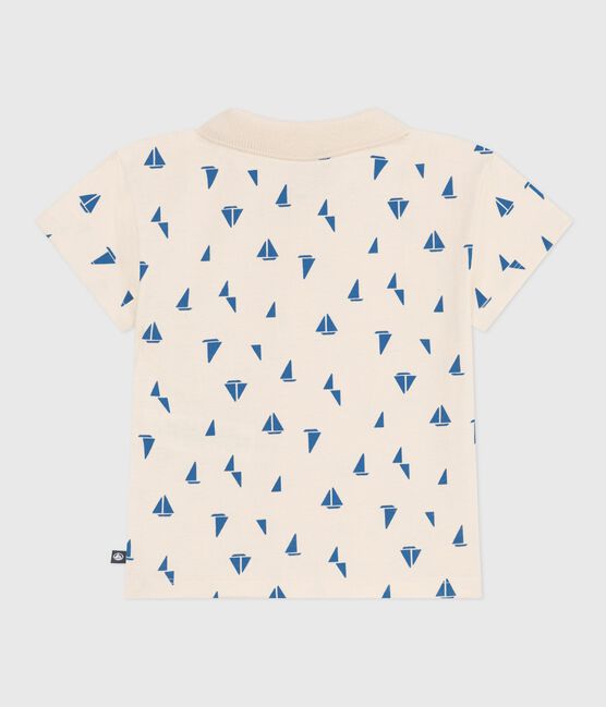 Kurzärmeliges Baby-Poloshirt aus Baumwolle mit Schiffchenmuster blau AVALANCHE/weiss PERSE