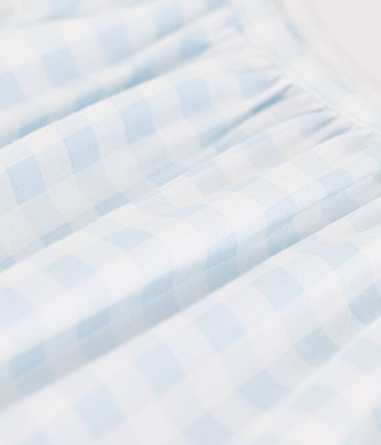 Nachthemd mit Vichy-Print aus feiner Baumwolle für Mädchen blau MARSHMALLOW/weiss GOMME