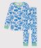 Kinderpyjama aus Baumwolle mit Pflanzenmuster für Jungen weiss MARSHMALLOW/blau BRASIER