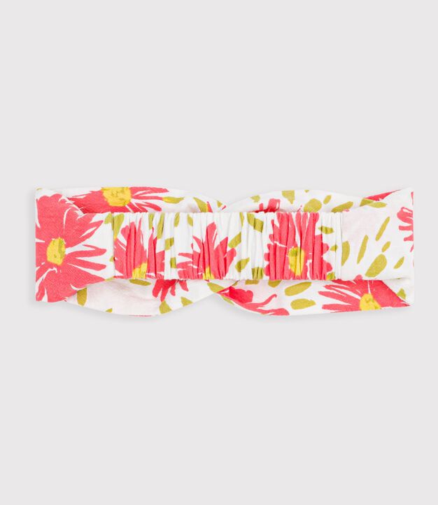 Baby-Haarband f&uuml;r M&auml;dchen aus gebl&uuml;mtem Krepp weiss/vielfarbig