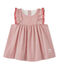 Gestreiftes Baby-Mädchen-Kleid aus Popeline weiss LAIT/rot TERKUIT