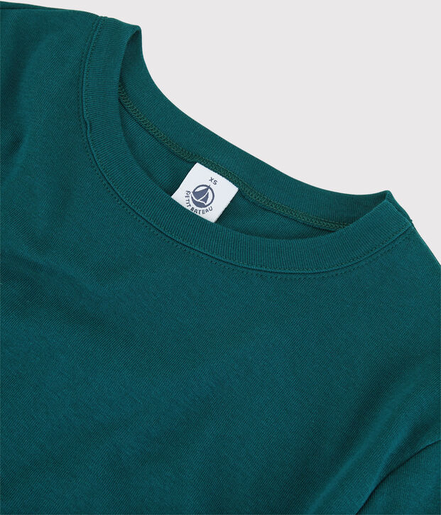Klassisches Damen-T-Shirt aus Baumwolle mit Rundhalsausschnitt gr&uuml;n