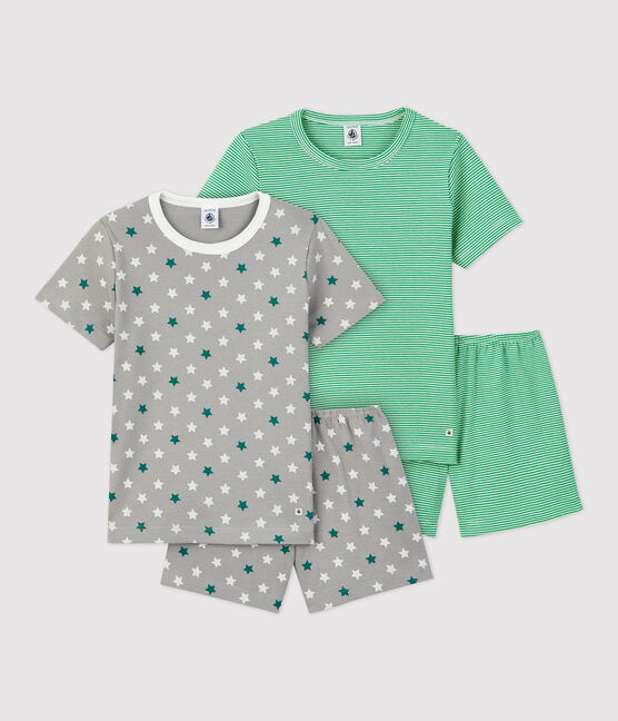 2er-Set Kinder-Kurzpyjamas aus Baumwolle mit Sternen/Ringelstreifen für Jungen variante 1
