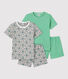 2er-Set Kinder-Kurzpyjamas aus Baumwolle mit Sternen/Ringelstreifen für Jungen