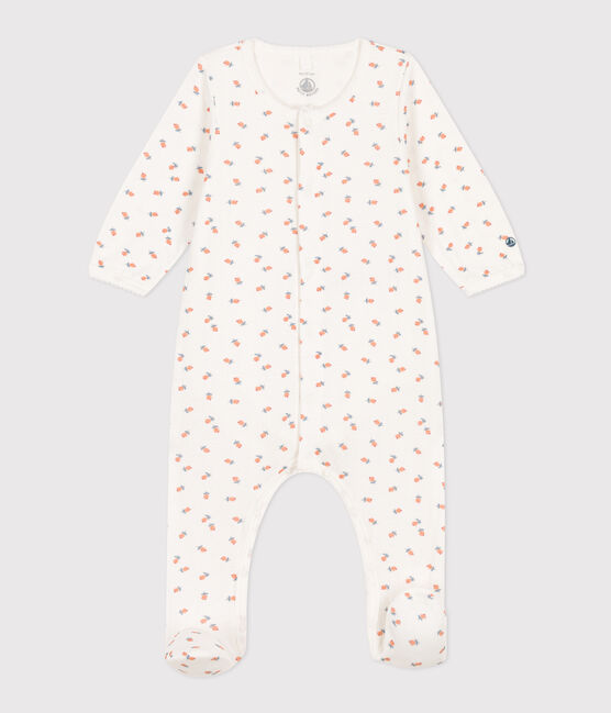 Baby-Bodyjama aus Doppeljersey mit Blumen weiss MARSHMALLOW/weiss MULTICO