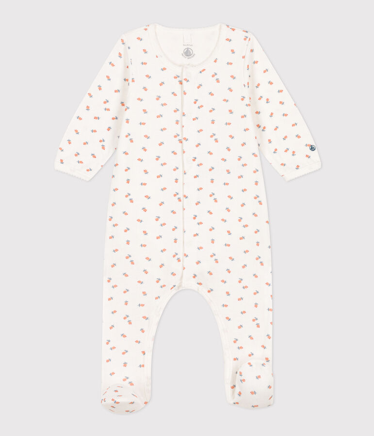 Baby-Bodyjama aus Doppeljersey mit Blumen weiss/vielfarbig