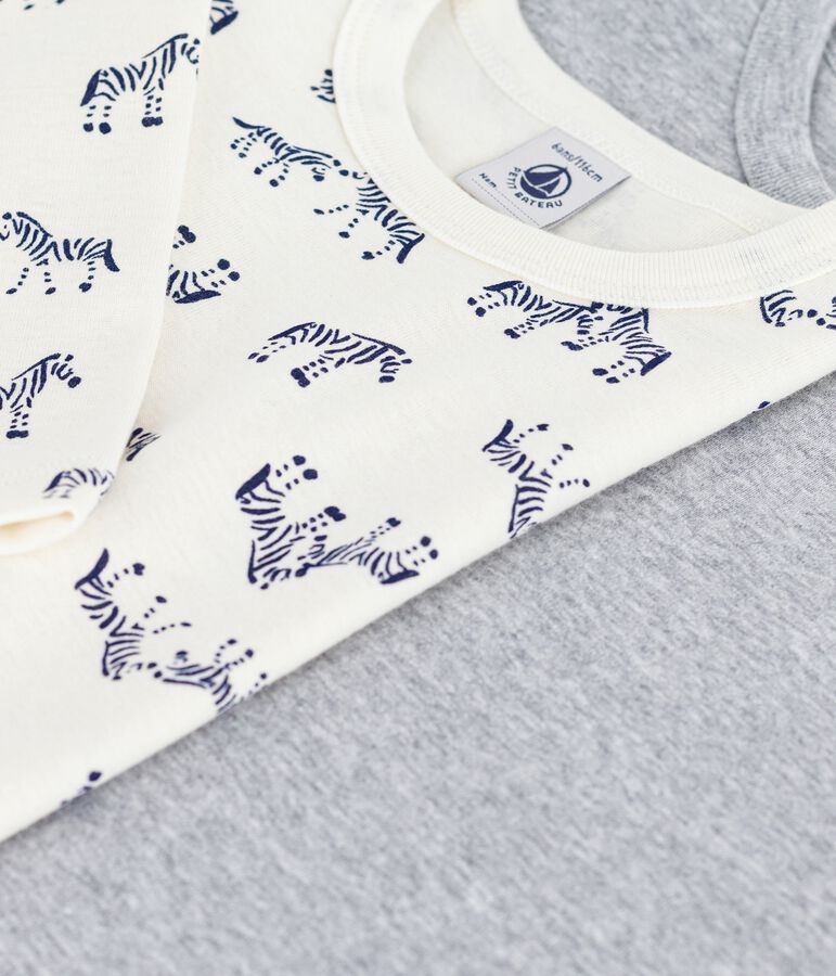 Set lang&auml;rmeliger Kinder T-Shirts aus Baumwolle mit Zebra-Motiv vielfarbig