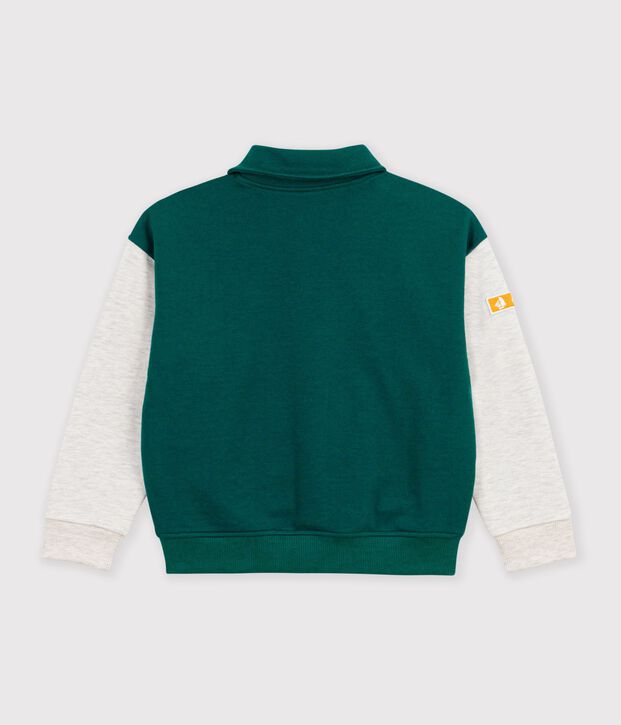 Kinder College-Jacke aus Baumwolle im Colorblock gr&uuml;n/beige