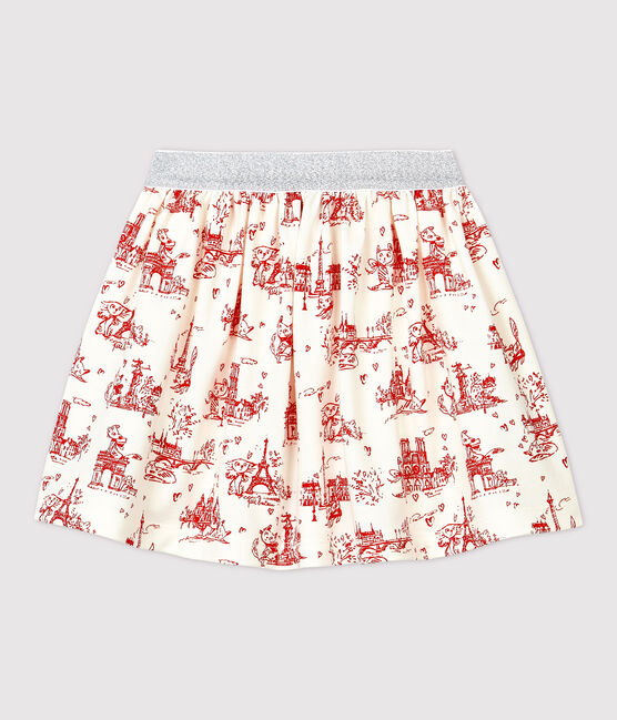 Kinderrock aus Molton für Mädchen weiss MARSHMALLOW/rot TERKUIT