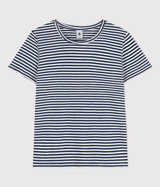 T-Shirt LE DROIT aus Baumwolle mit Rundhalsausschnitt blau MEDIEVAL/weiss MARSHMALLOW