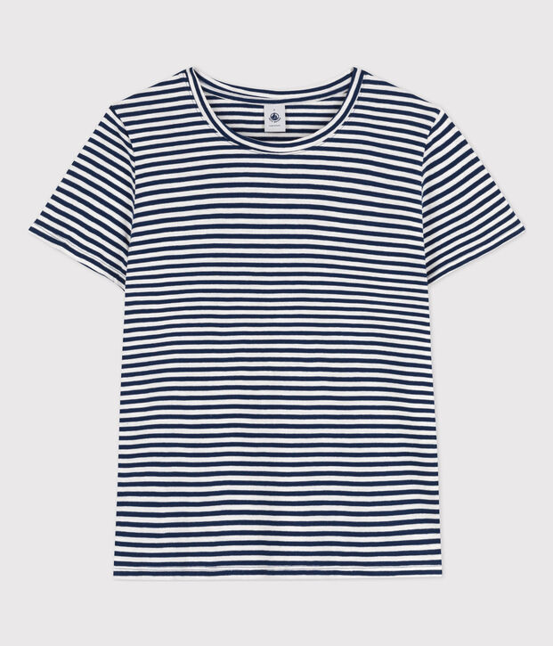 T-Shirt LE DROIT aus Baumwolle mit Rundhalsausschnitt blau/weiss