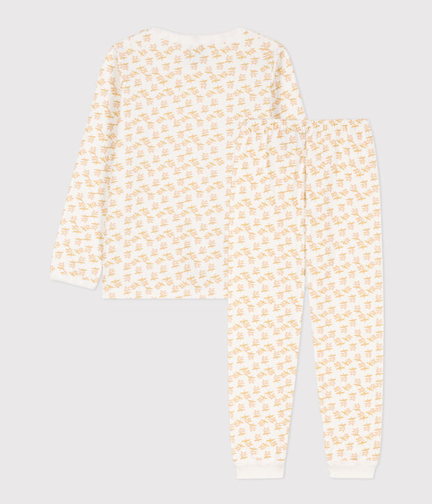 Kinderpyjama aus Doppeljersey mit Blumenmotiv f&uuml;r M&auml;dchen weiss/vielfarbig