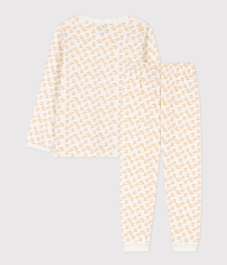 Kinderpyjama aus Doppeljersey mit Blumenmotiv f&uuml;r M&auml;dchen weiss/vielfarbig