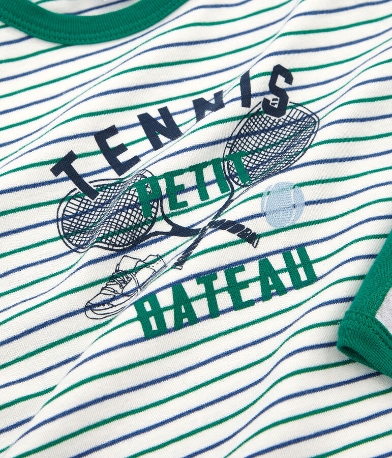 Rippstrick-Pyjama f&uuml;r kleine Jungen weiss MARSHMALLOW/weiss MULTICO