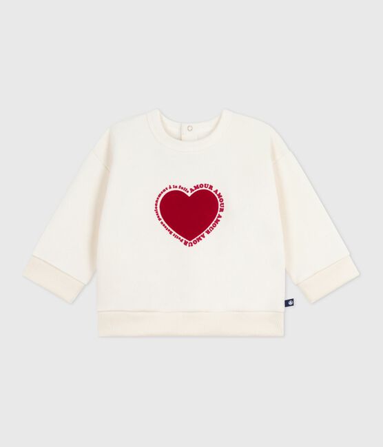Baby-Sweatshirt aus Baumwolle mit Herzmotiv naturfarben MILK