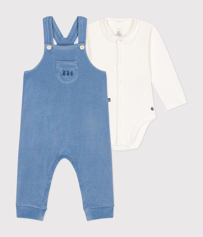Baby-Set Latzhose aus Nicki blau