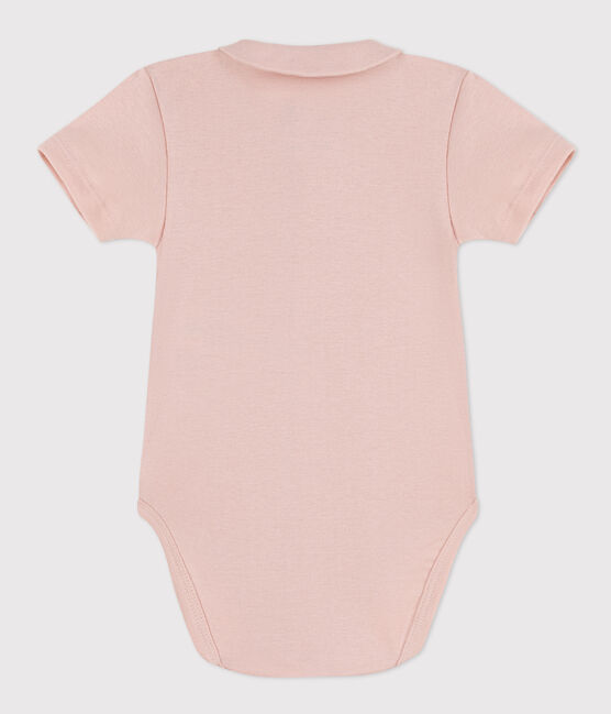 Kurzärmeliger Baby-Body aus Bio-Baumwolle mit Kragen rosa SALINE