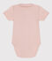 Kurzärmeliger Baby-Body aus Bio-Baumwolle mit Kragen rosa SALINE