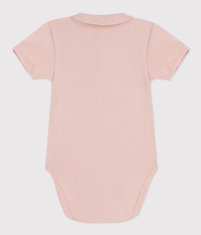 Kurz&auml;rmeliger Baby-Body aus Bio-Baumwolle mit Kragen rosa