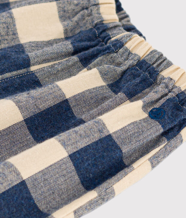 Karierte Baby-Hose aus Flanell blau/naturfarben