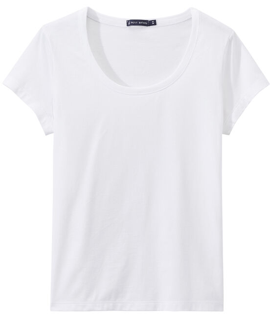 Damen-T-Shirt „COL DANSEUSE“ aus feinem Jersey weiss ECUME