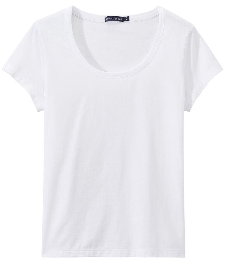 Damen-T-Shirt &bdquo;COL DANSEUSE&ldquo; aus feinem Jersey weiss