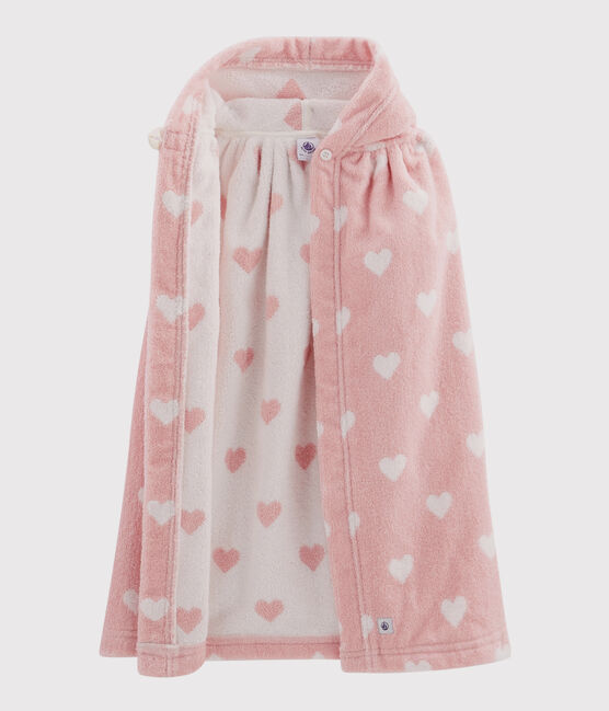 Baby-Badecape aus Frottee mit Herz-Motiv rosa CHARME/weiss MARSHMALLOW