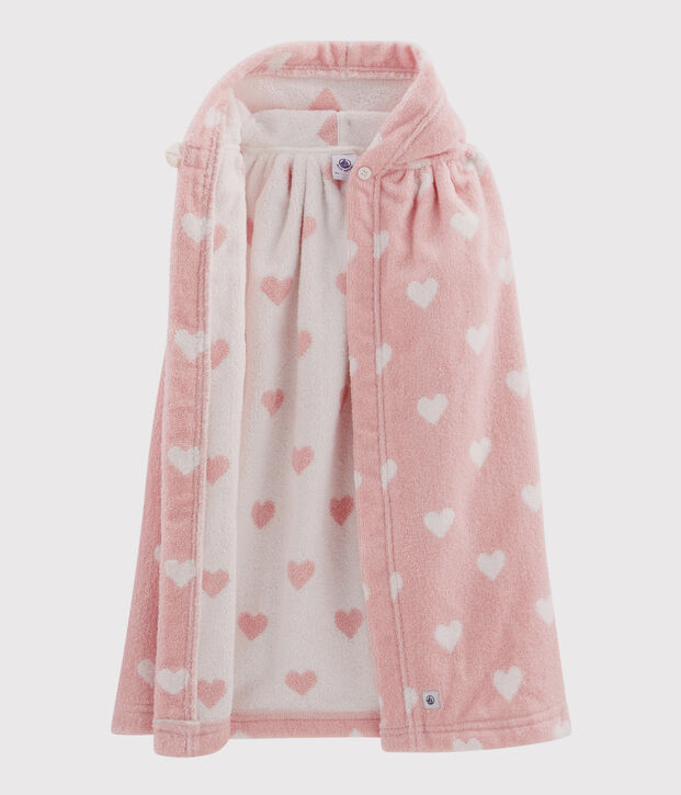 Baby-Badecape aus Frottee mit Herz-Motiv rosa/weiss