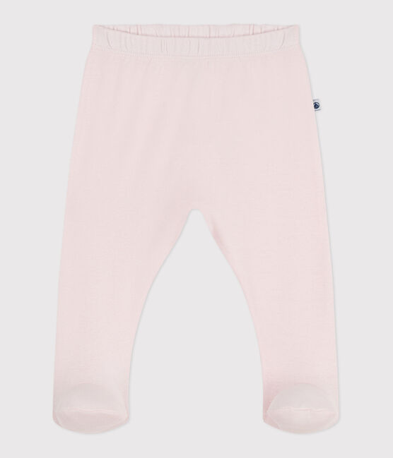 Newborn Baby-Hose mit Fuß aus einfarbiger Baumwolle  rosa FLEUR