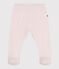 Newborn Baby-Hose mit Fuß aus einfarbiger Baumwolle  rosa FLEUR