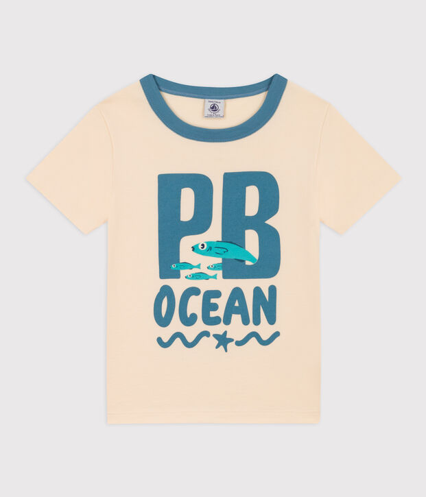 Kurz&auml;rmeliges Kinder-T-Shirt aus Baumwolle f&uuml;r Jungen naturfarben/vielfarbig